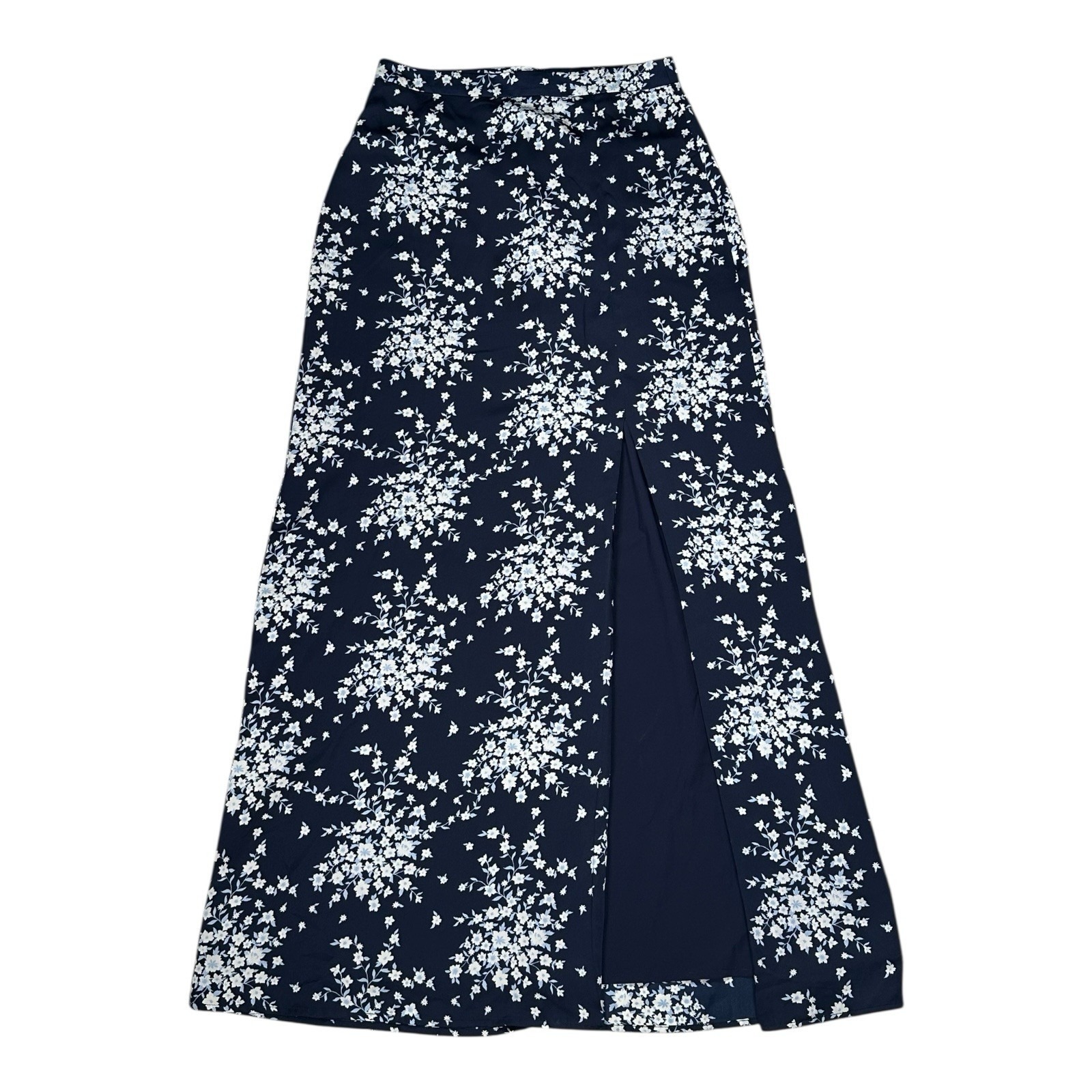 Nwt Bcbg Maxazria Women Floral Blue Maxi Lined Open Front Skirt Size Small